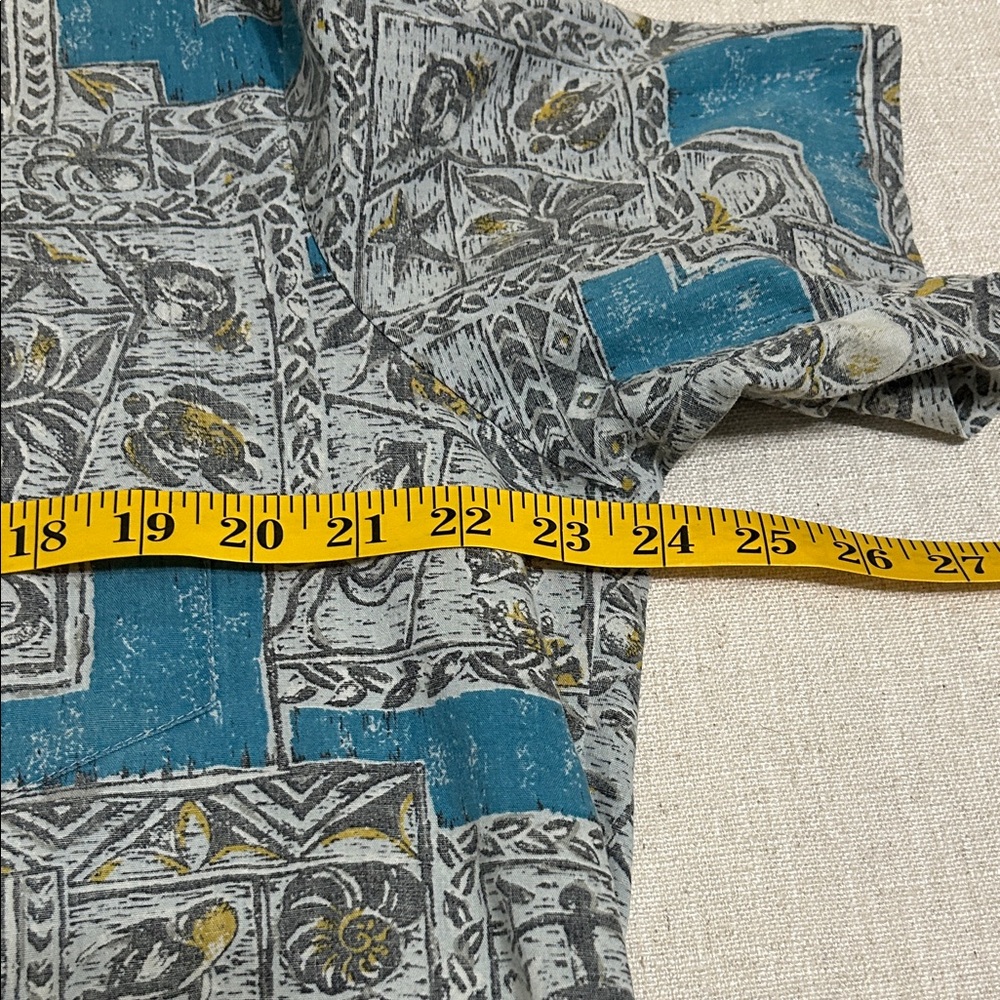 Vintage Nui Nalu Hawaiian Shirt Men's Large Teal/Gray Short-Sleeve Resort Wear - Picture 8 of 12
